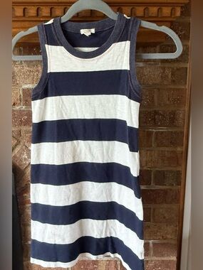 Girls Crewcuts Striped Tank Dress size 8-9 Navy & White 100% Cotton